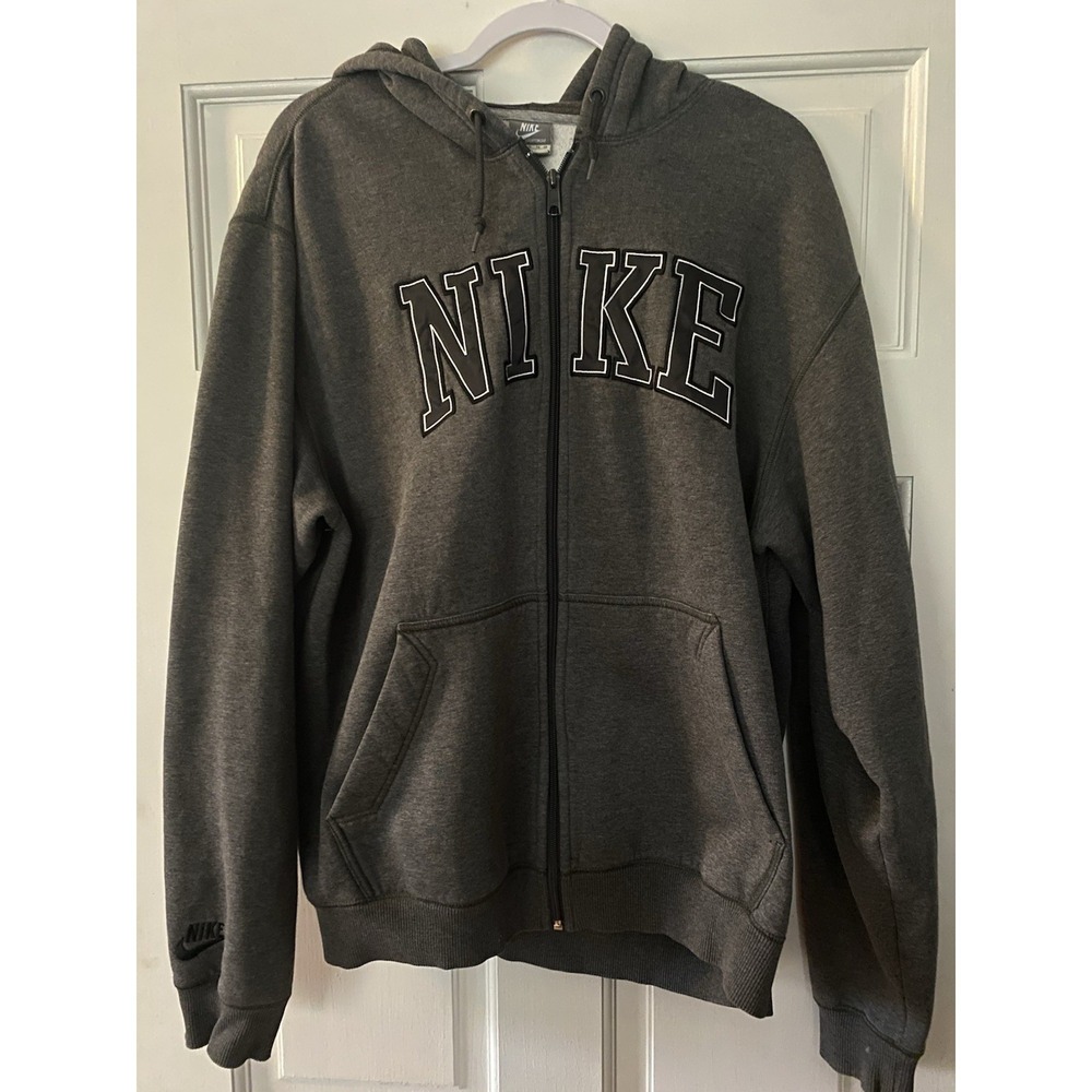 Nike Sportswear Men Full Zip Hoodie SZ XL Gray VTG Varsity Style Code 333260-071